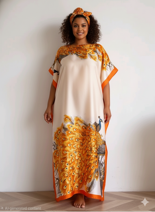 2 piece: Kaftan with Matching Scarf
