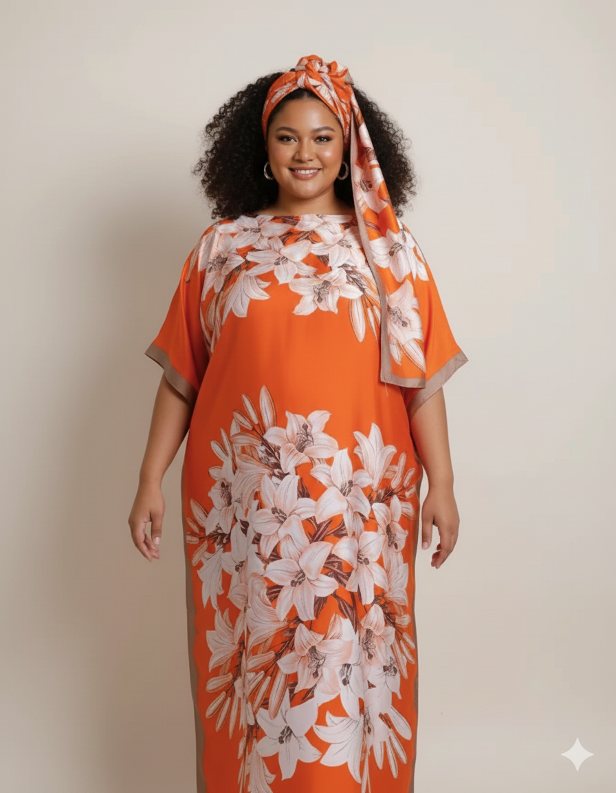 2 piece: Kaftan with Matching Scarf