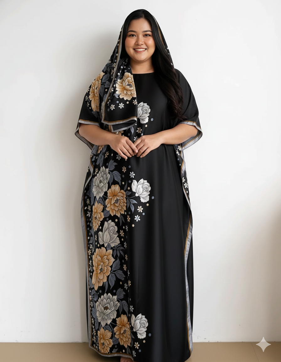 2 piece: Kaftan with Matching Scarf