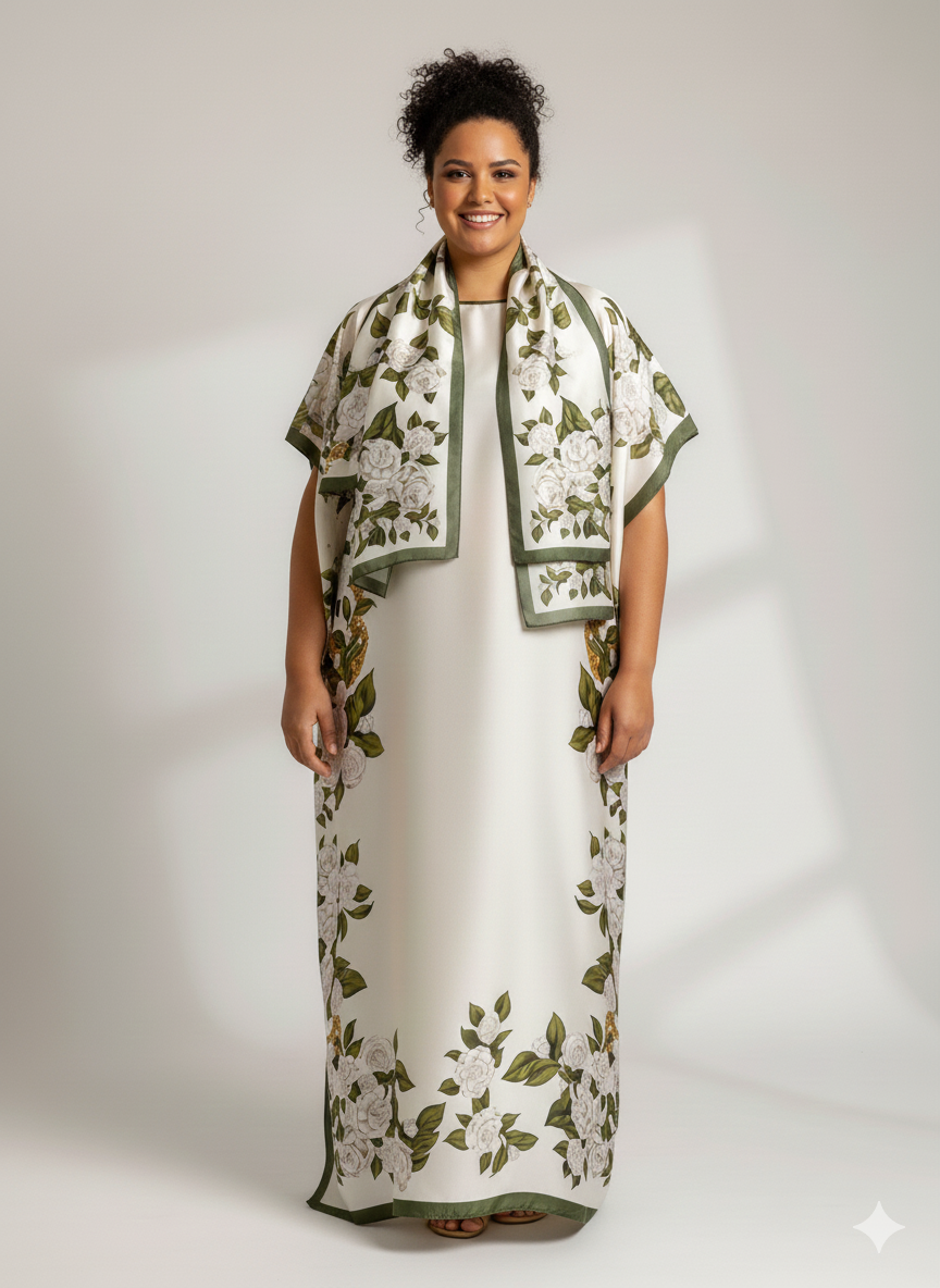 2 piece: Kaftan with Matching Scarf