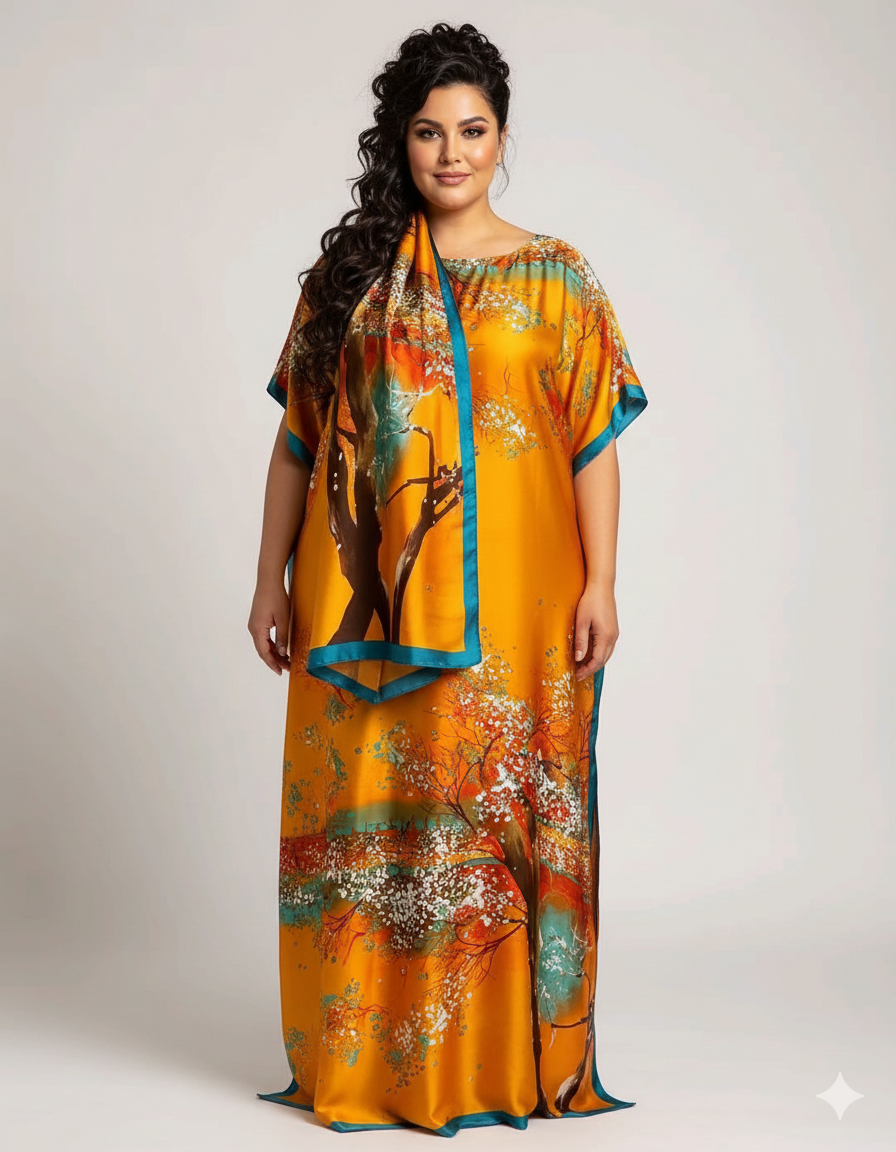 2 piece: Kaftan with Matching Scarf