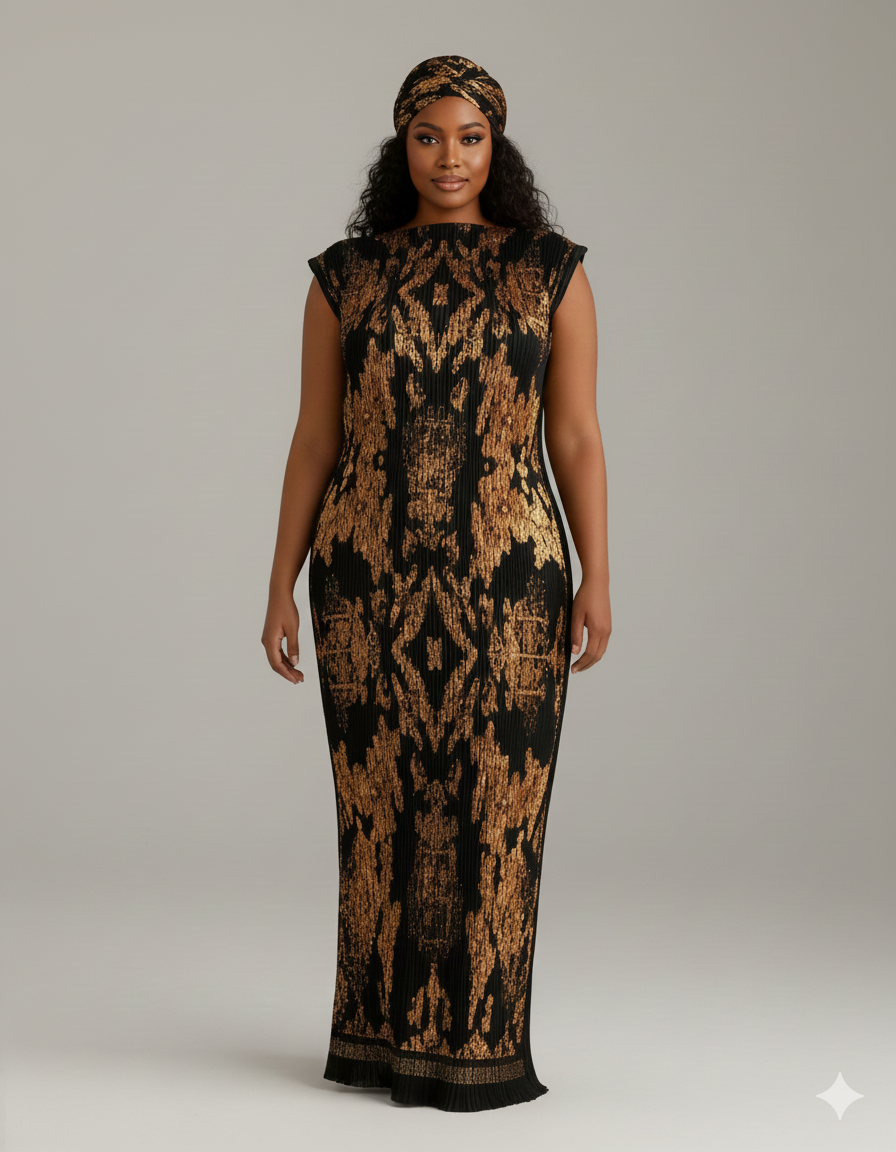 100% Stretch Curve Hugging Kaftan + Matching Scarf