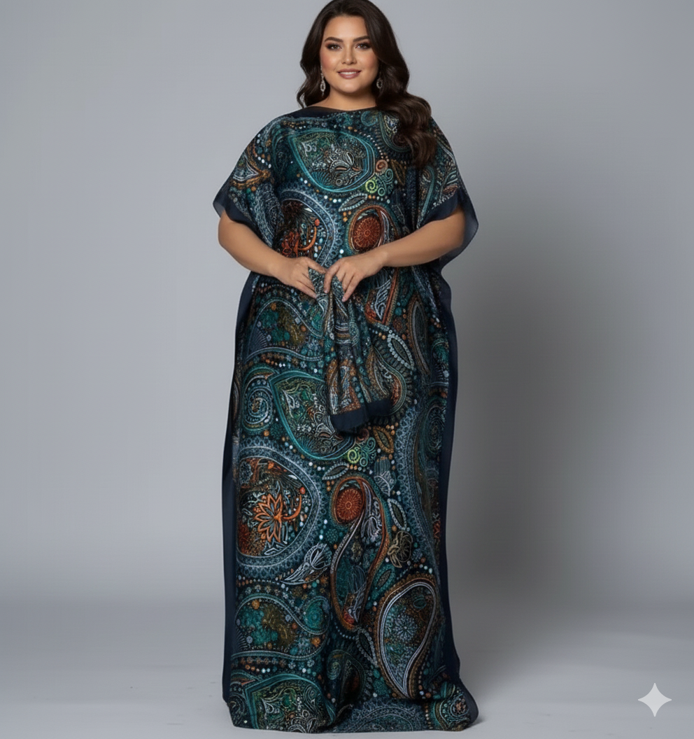 2 piece: Kaftan with Matching Scarf