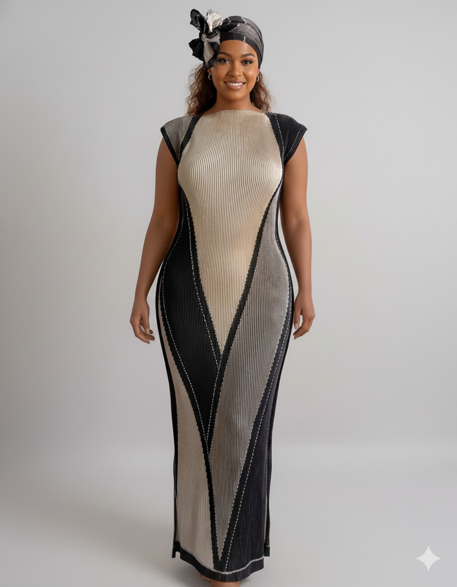 100% Stretch Curve Hugging Kaftan + Matching Scarf