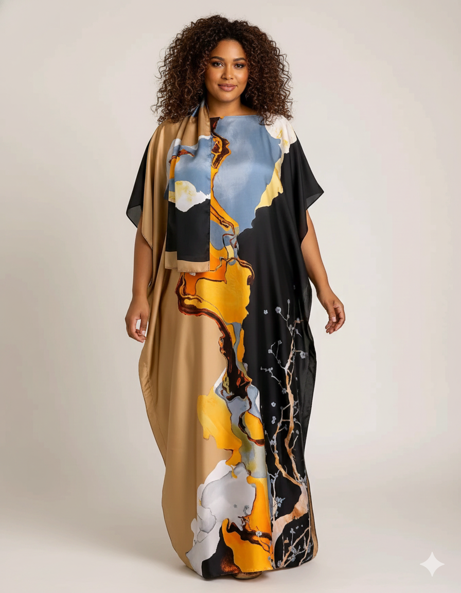 2 piece Kaftan and Scarf