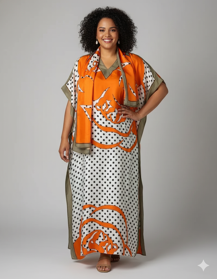 2 piece: Kaftan with Matching Scarf