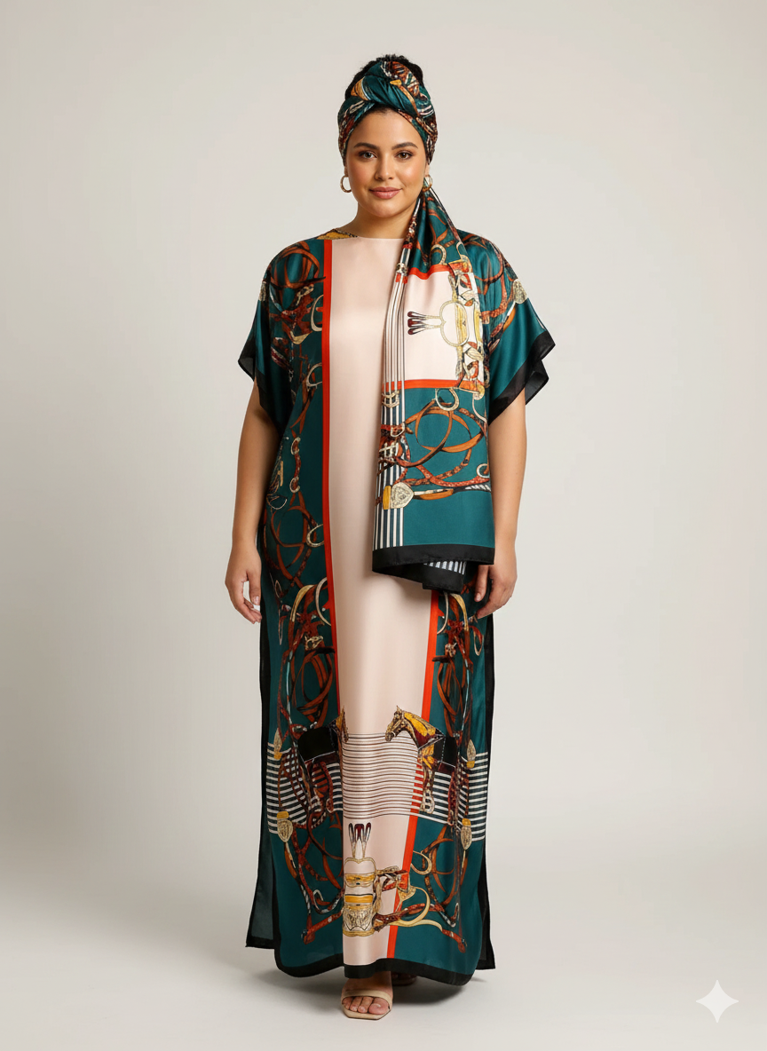 2 piece: Kaftan with Matching Scarf