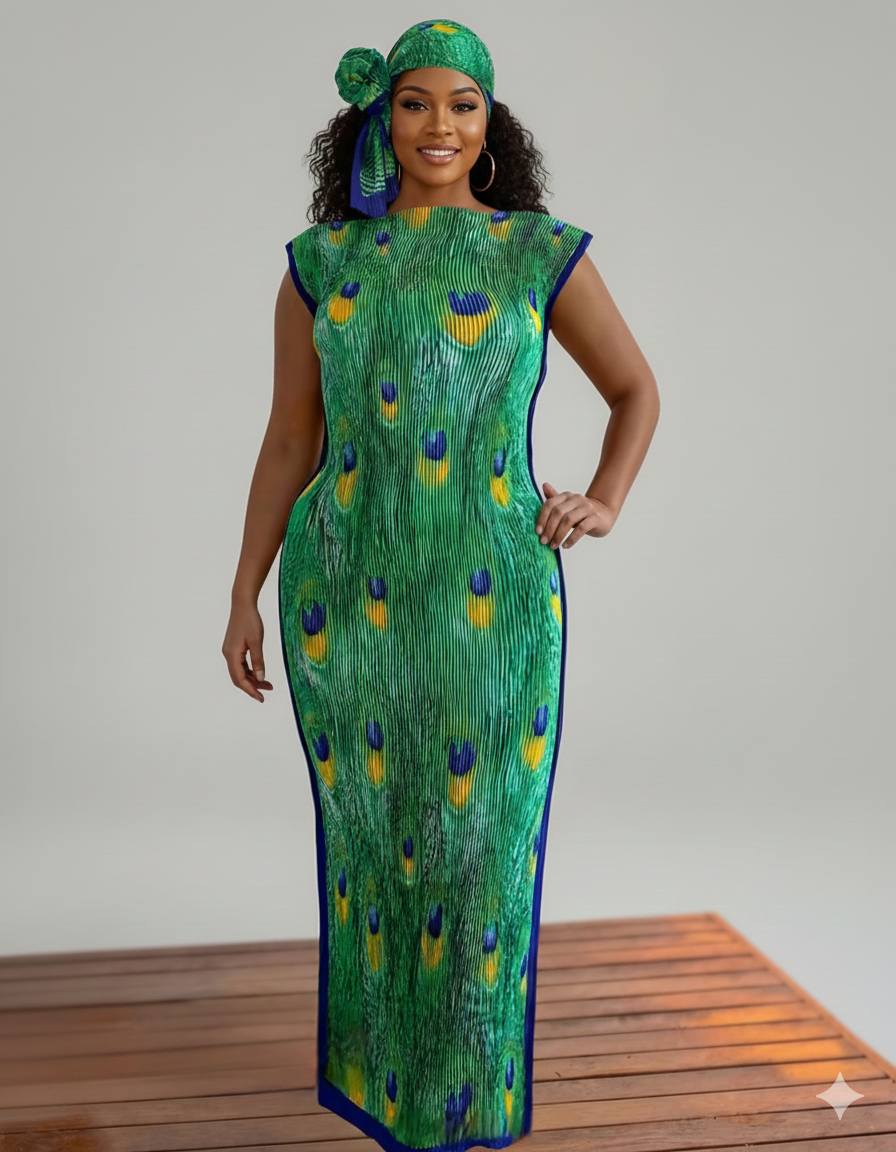 100% Stretch Curve Hugging Kaftan + Matching Scarf