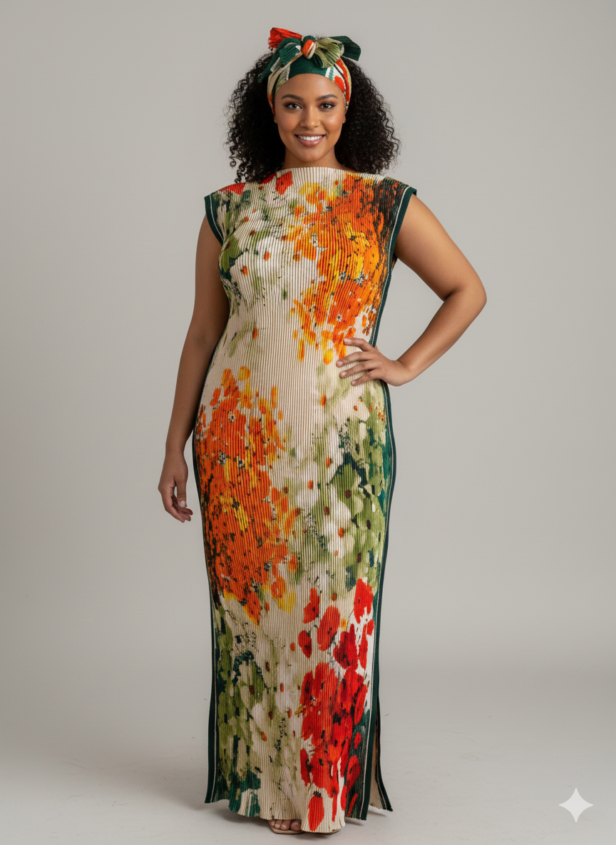 100% Stretch Curve Hugging Kaftan + Matching Scarf